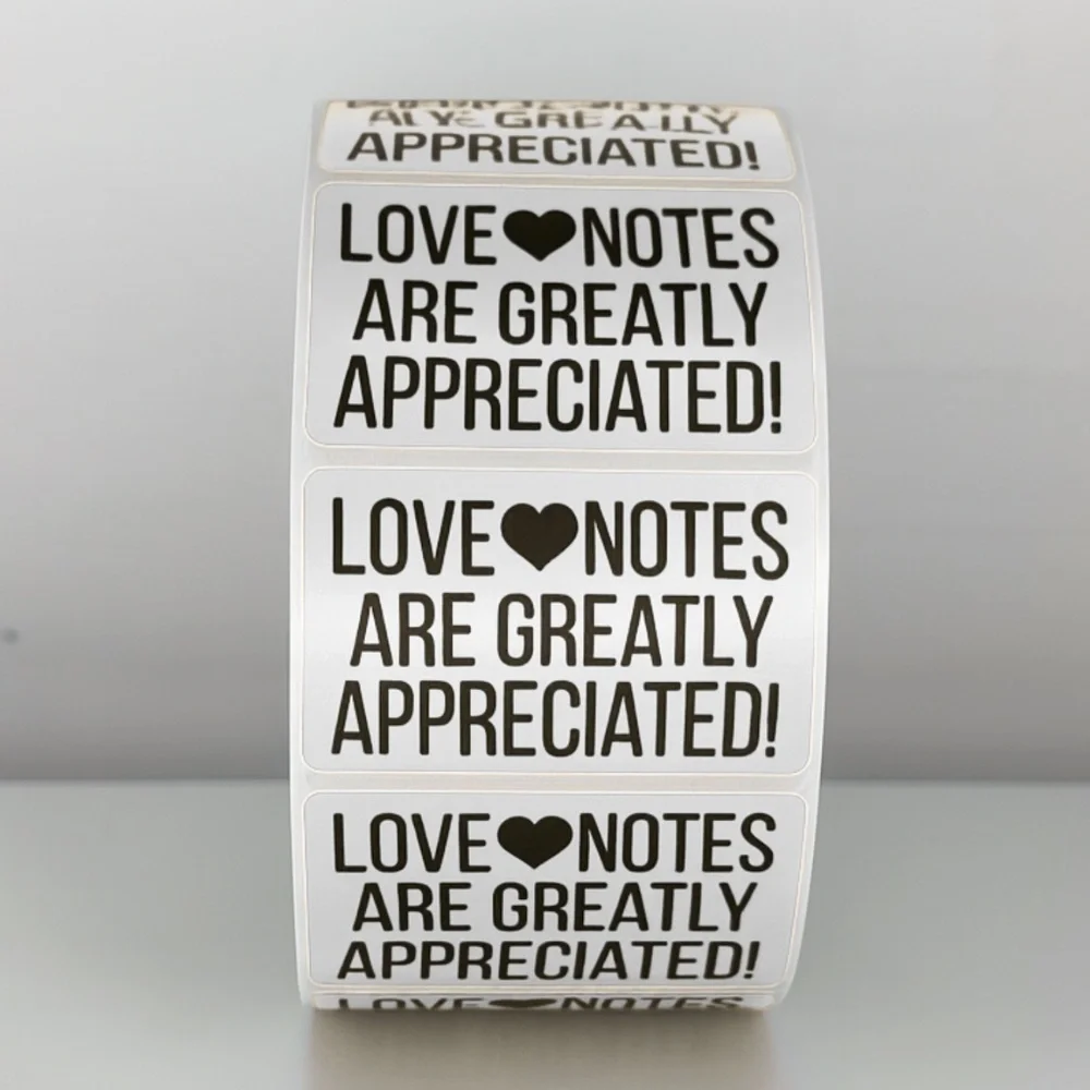 Love Notes Are Appreciated Stickers | Small Business Thank You Labels